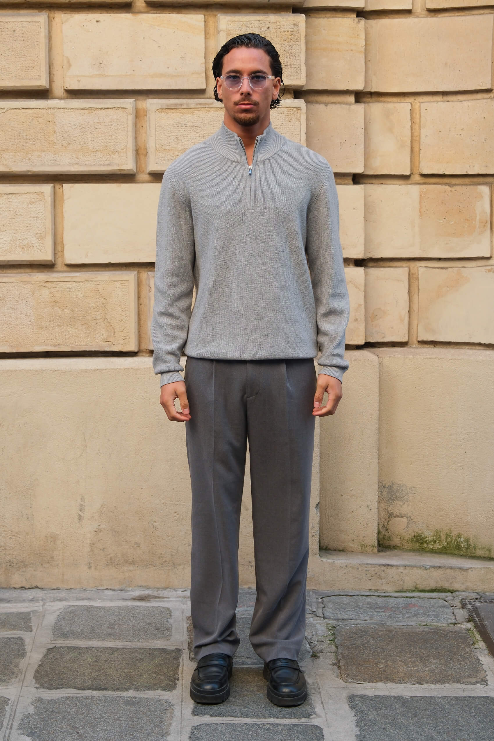 Armada halv lynlås - Grå melange