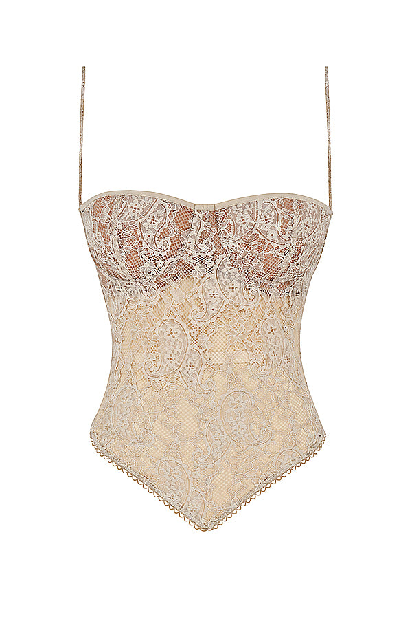 Cremefarvet paisley blonde top