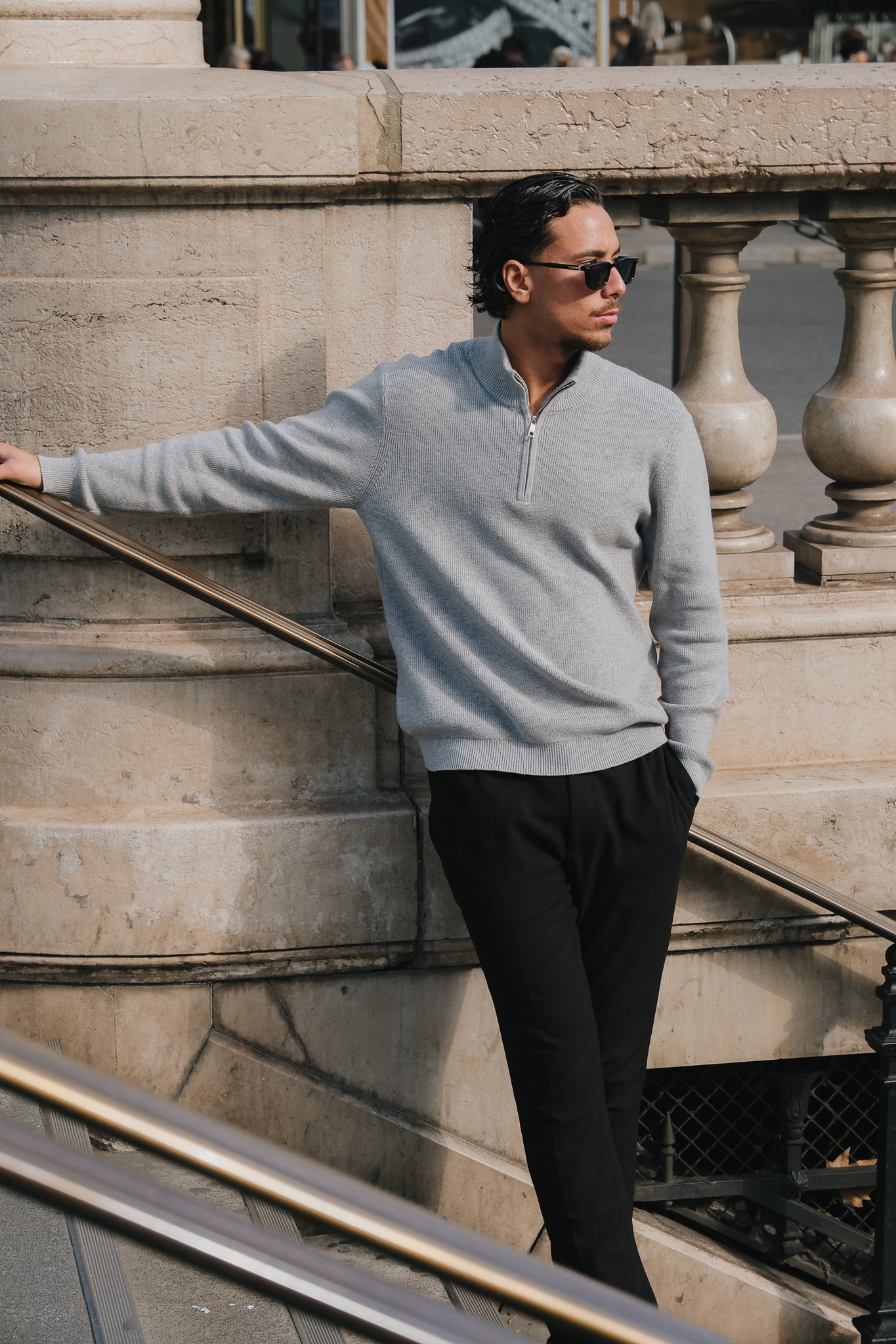 Armada halv lynlås - Grå melange