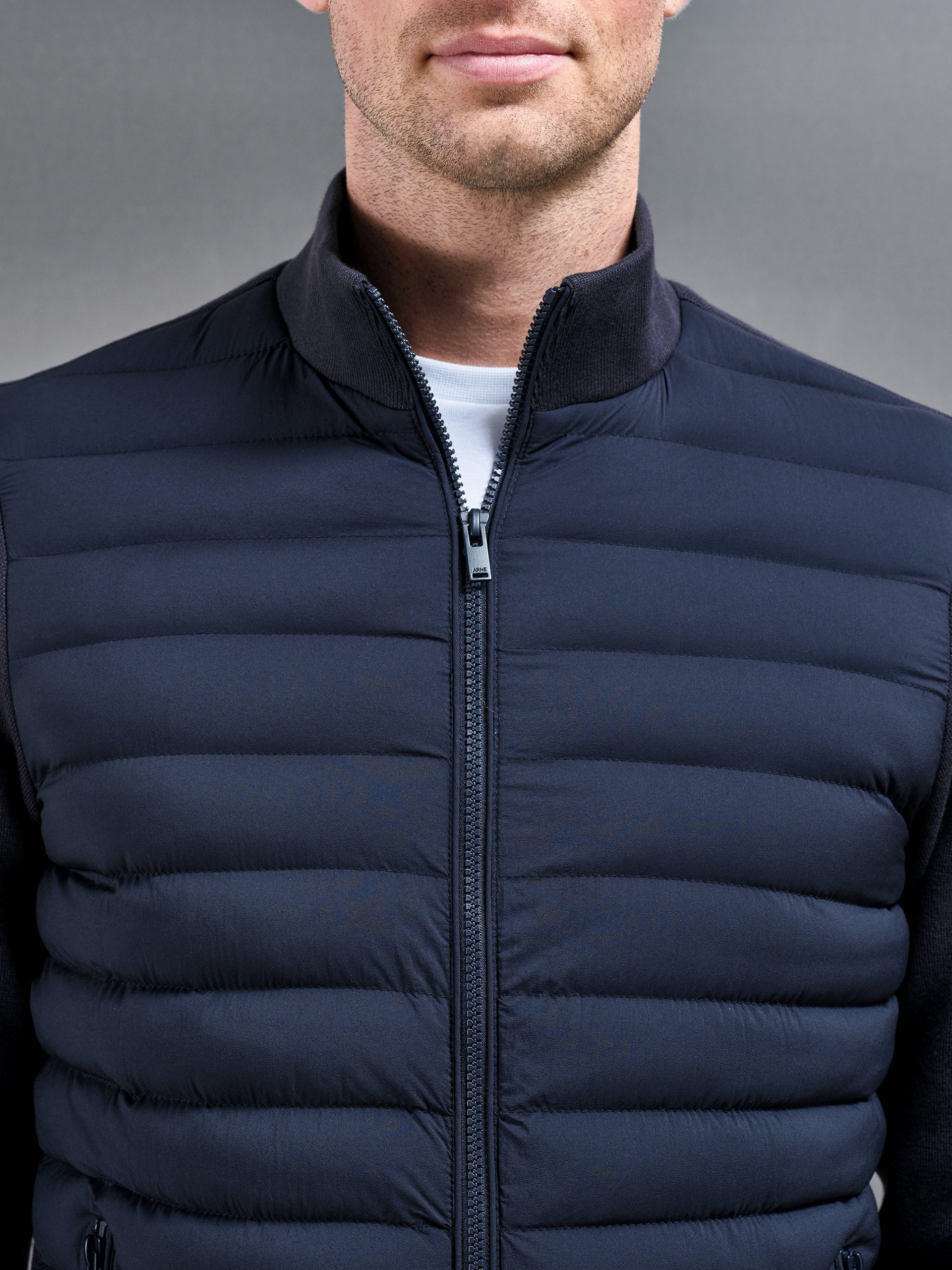 Hybrid Quilted Strikket Jakke i Navy