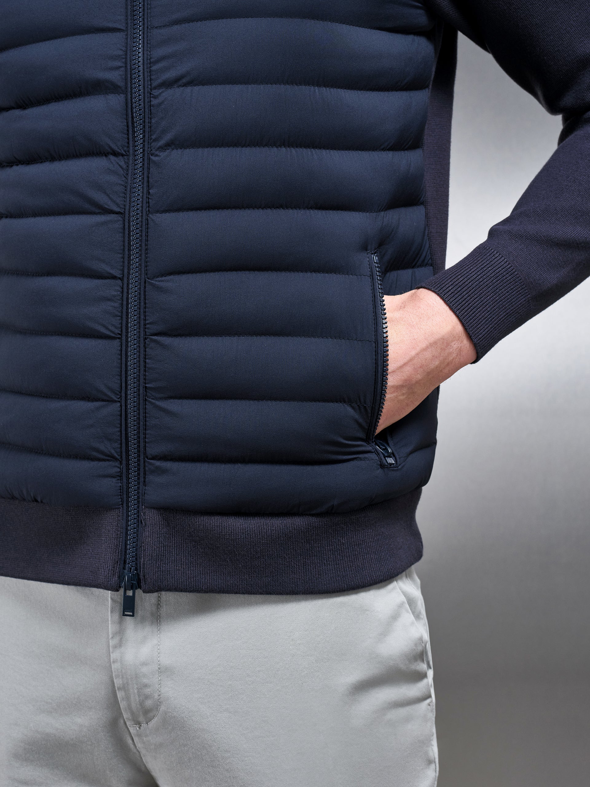 Hybrid Quilted Strikket Jakke i Navy
