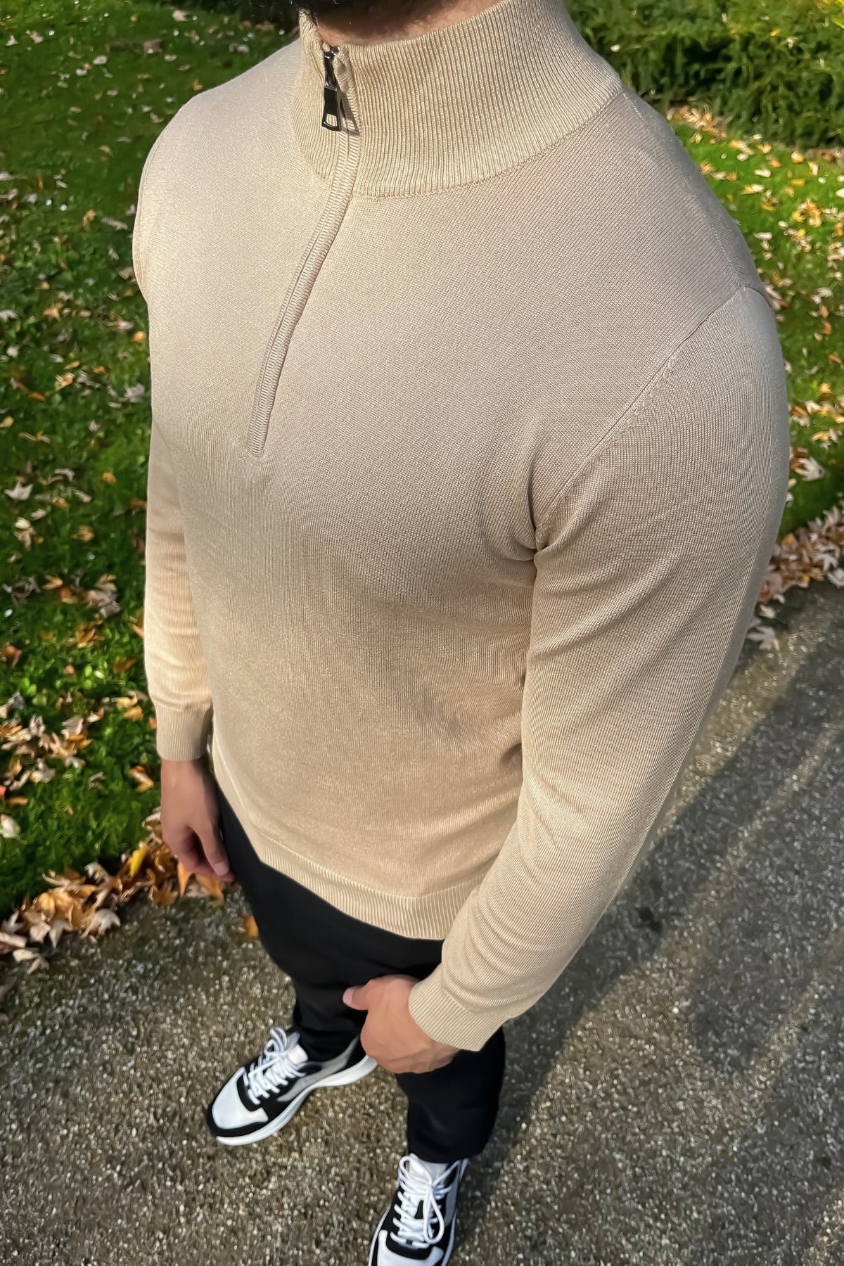 Faro Half Zip Sweater - Beige
