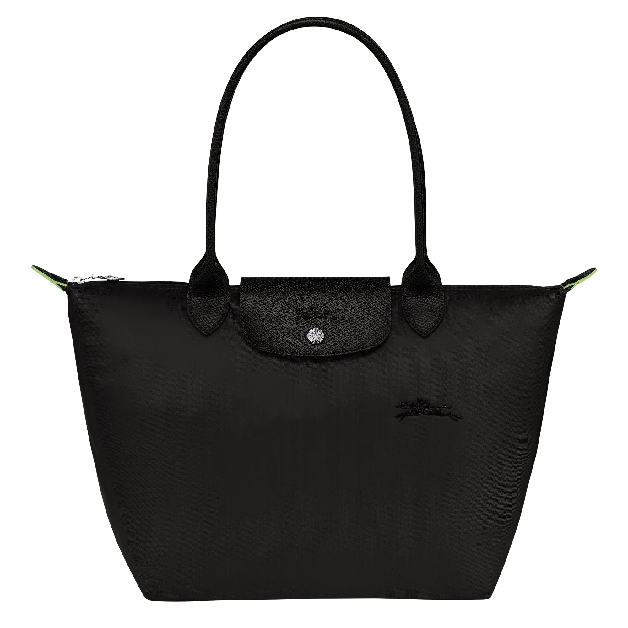 Longchamp - Medium Le Pliage Tote, Sort - Genanvendt lærred