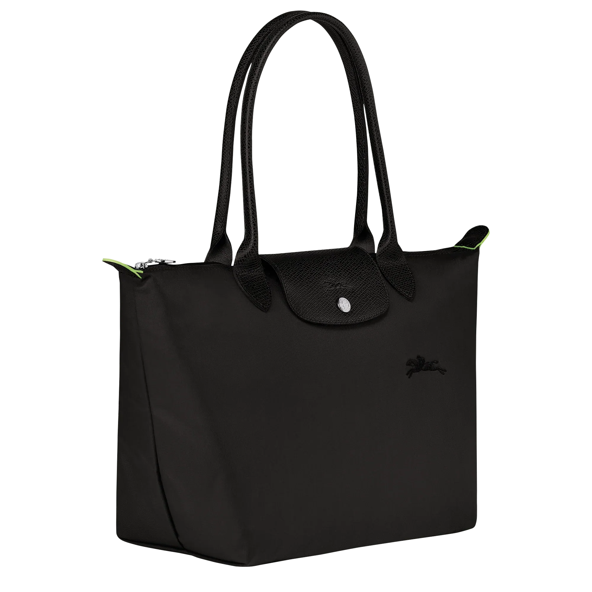 Longchamp - Medium Le Pliage Tote, Sort - Genanvendt lærred