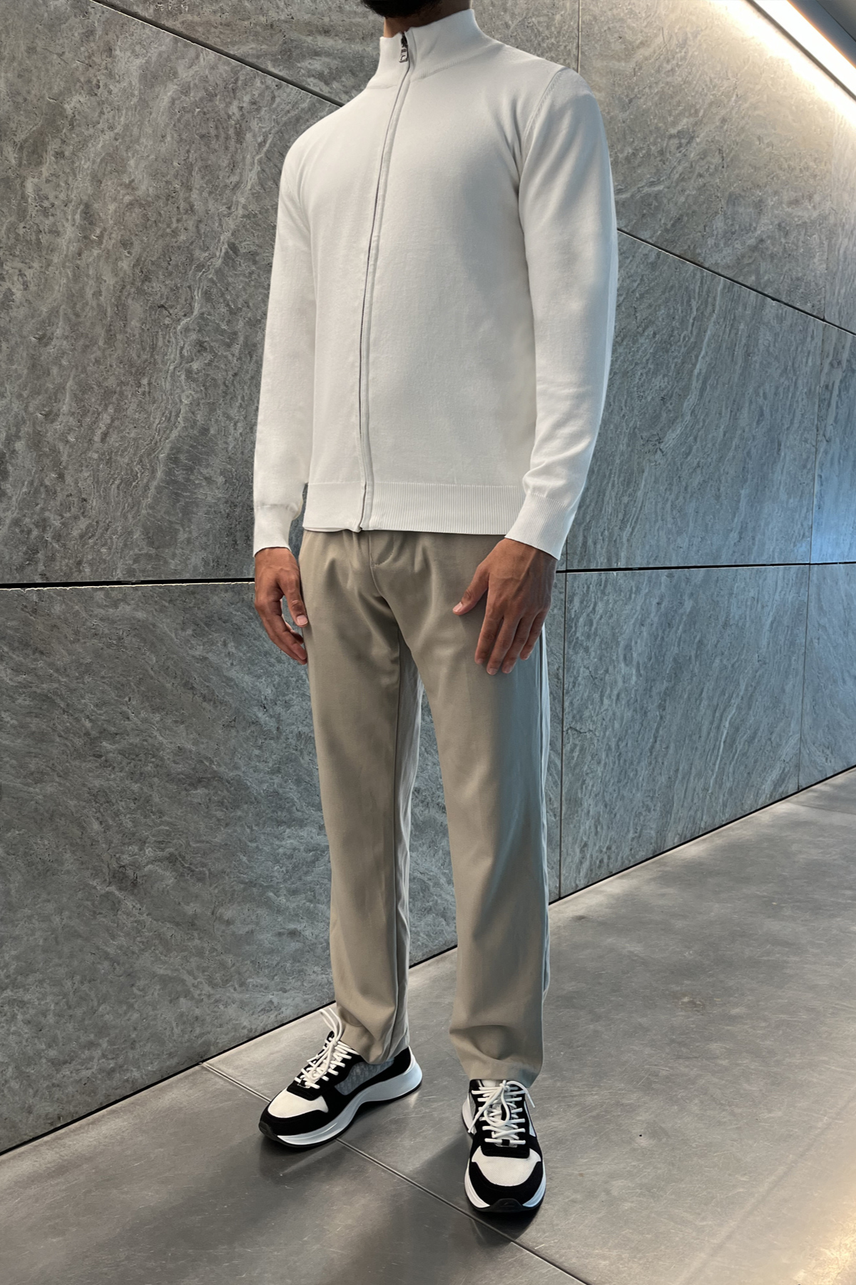 Faro Full Zip Sweater - Hvid