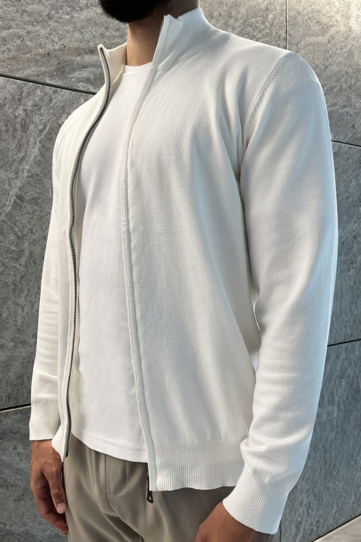 Faro Full Zip Sweater - Hvid