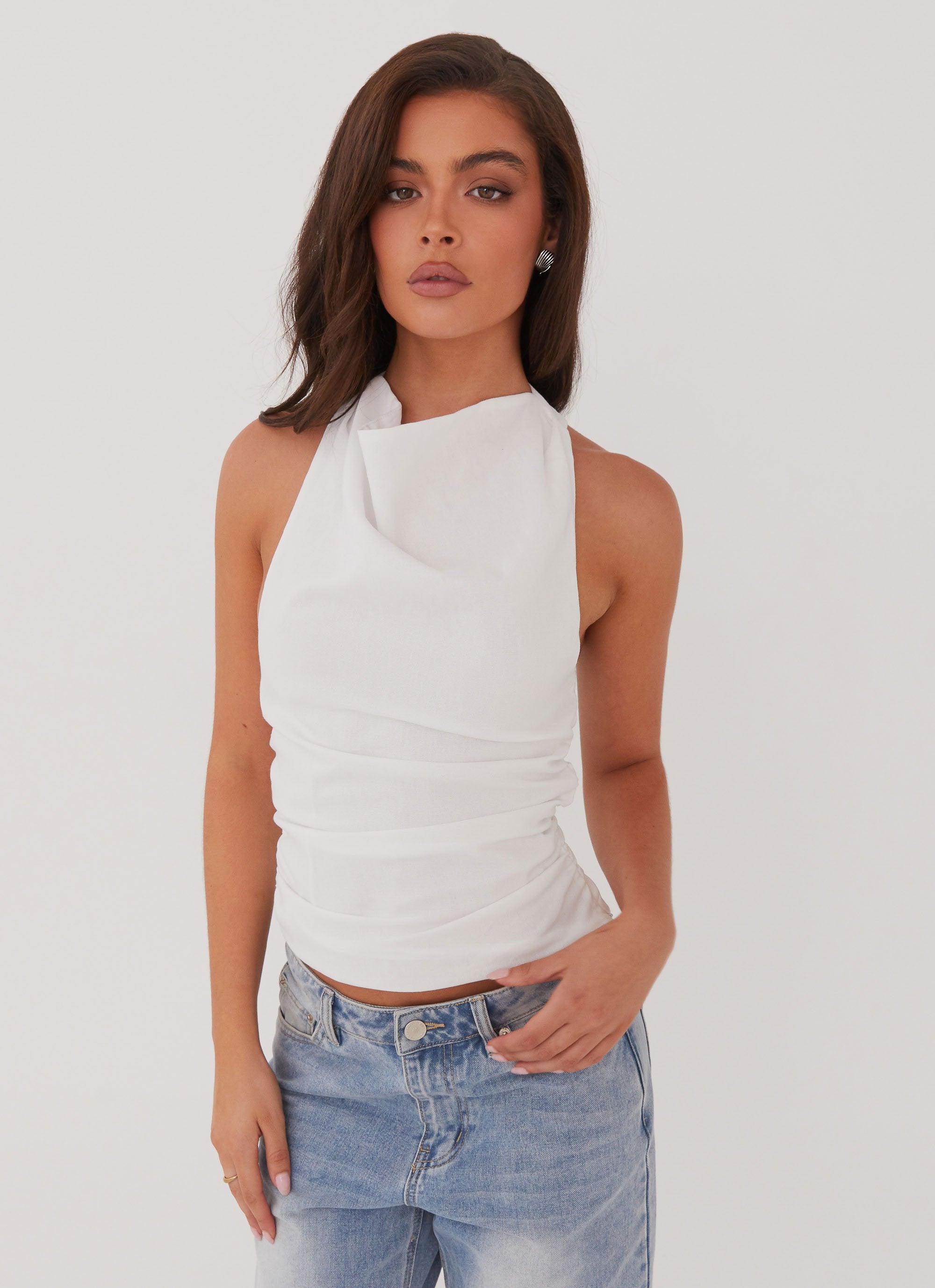 Cloud Whisper Linen Top - Hvid