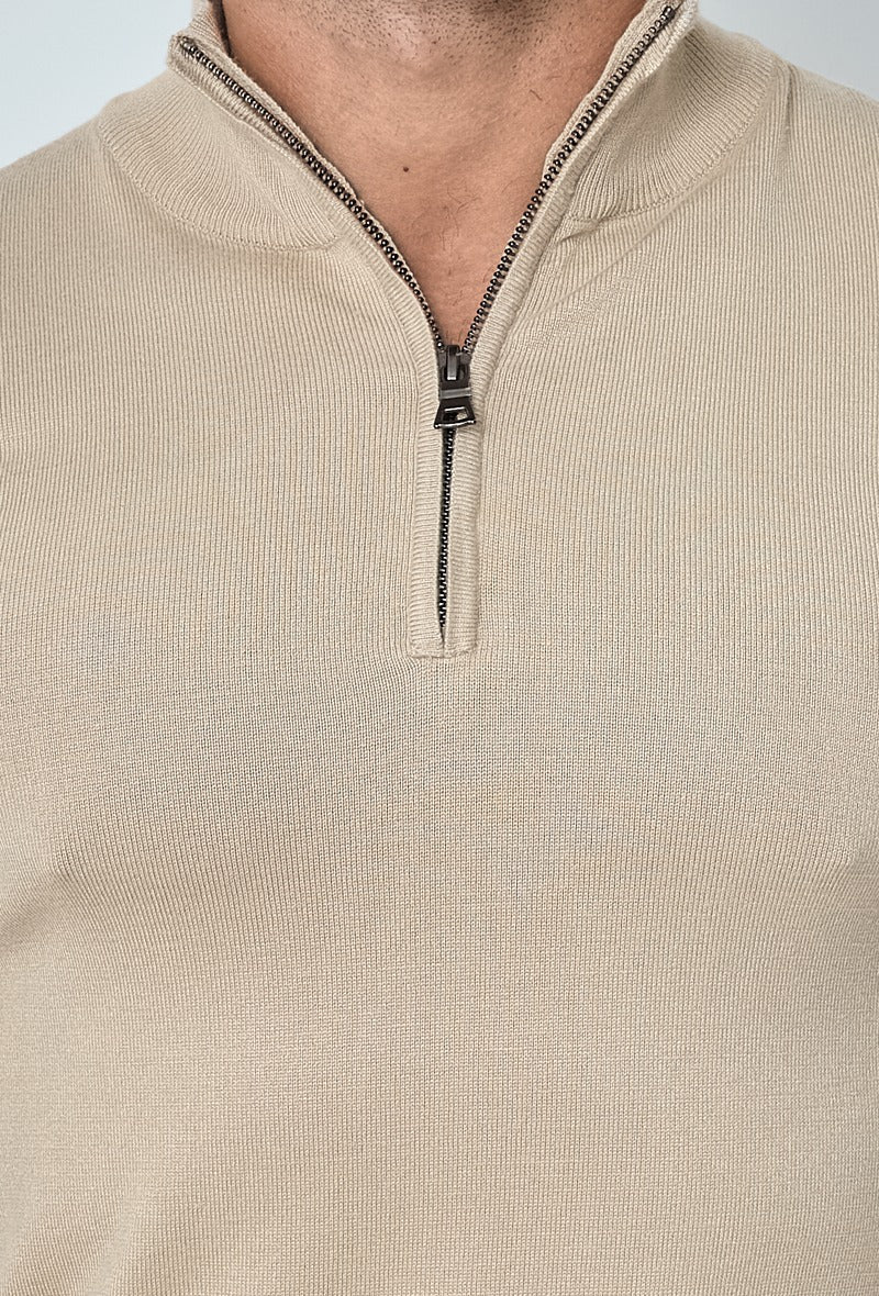 Faro Half Zip Sweater - Beige