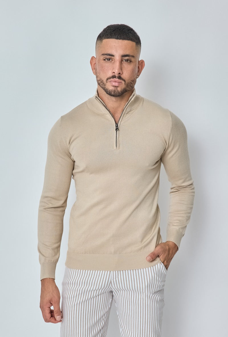 Faro Half Zip Sweater - Beige