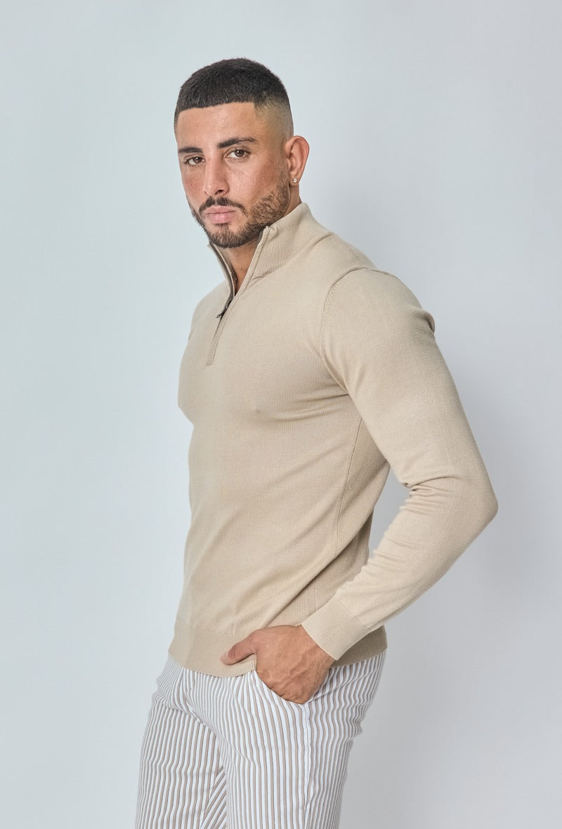 Faro Half Zip Sweater - Beige
