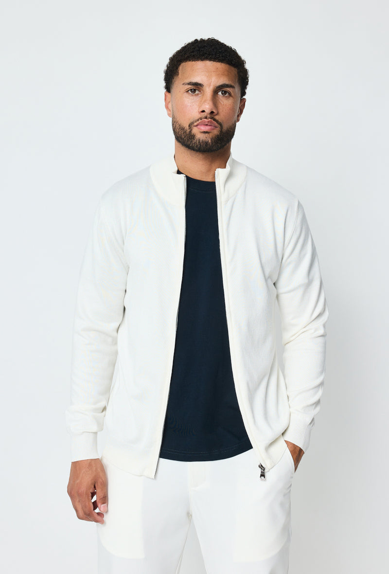 Faro Full Zip Sweater - Hvid