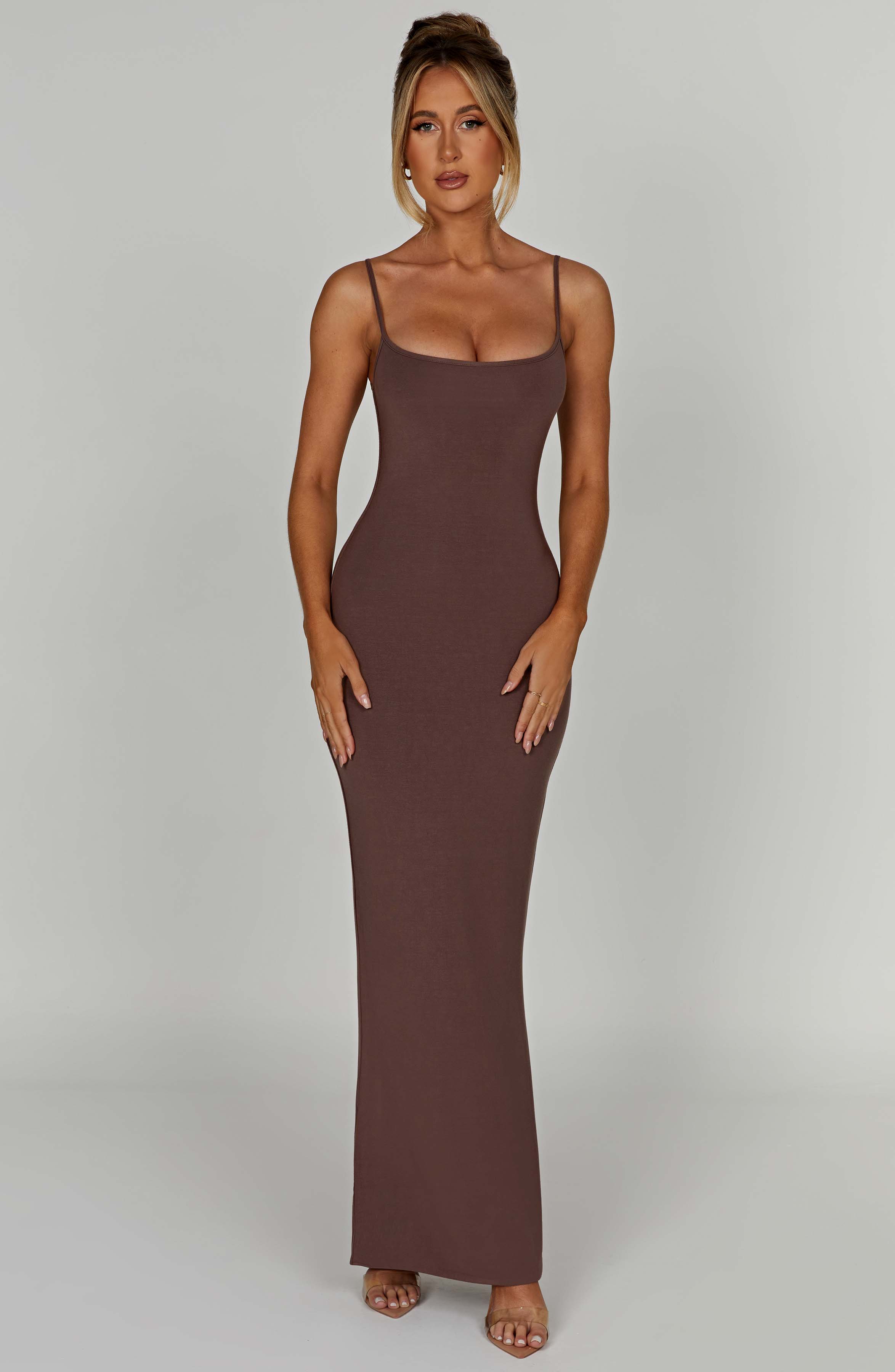 Saskia Maxi Kjole - Chokolade