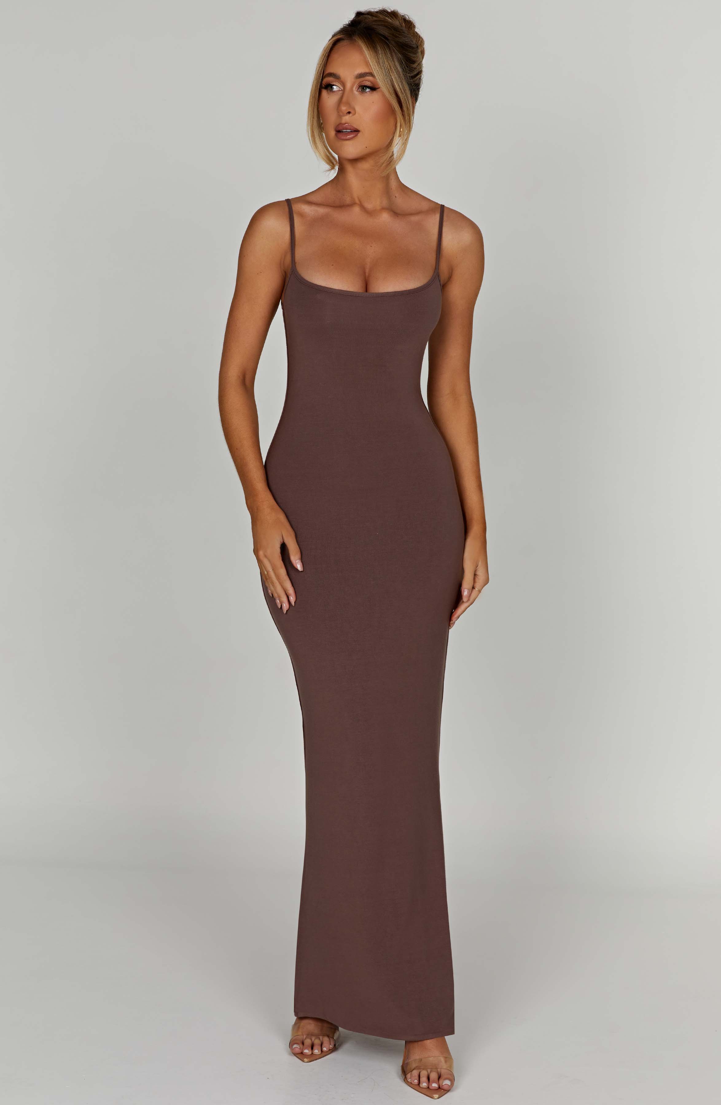 Saskia Maxi Kjole - Chokolade