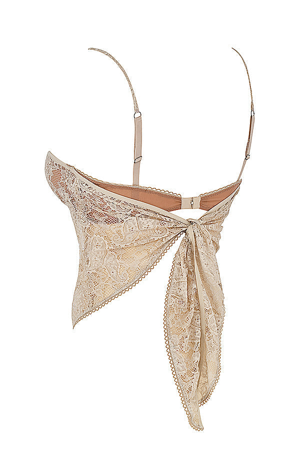 Cremefarvet paisley blonde top