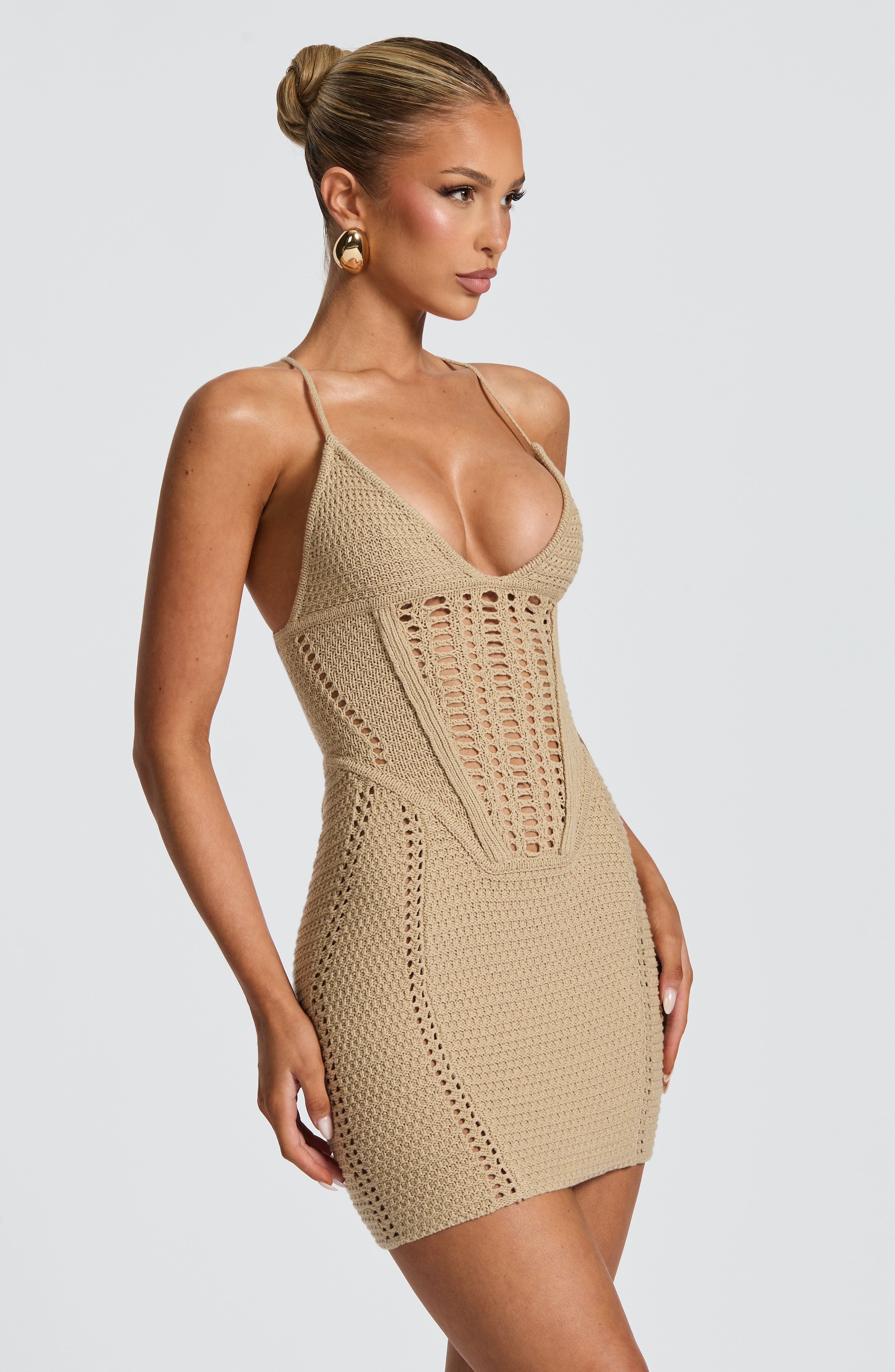 Xanthe Mini Kjole - Beige