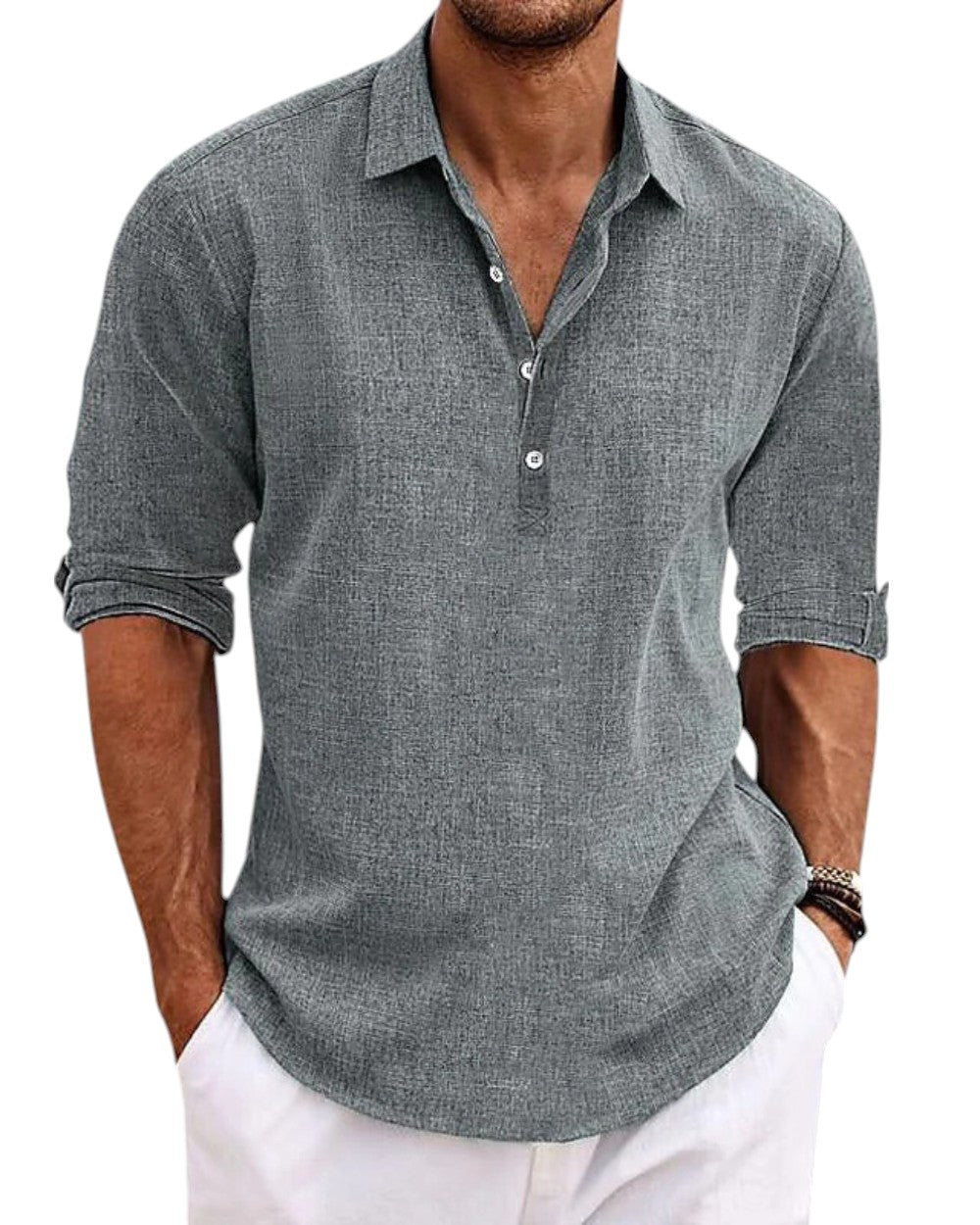 Pallogrino - Linned Knoopskjorte til Mænd – Casual Sommerlook
