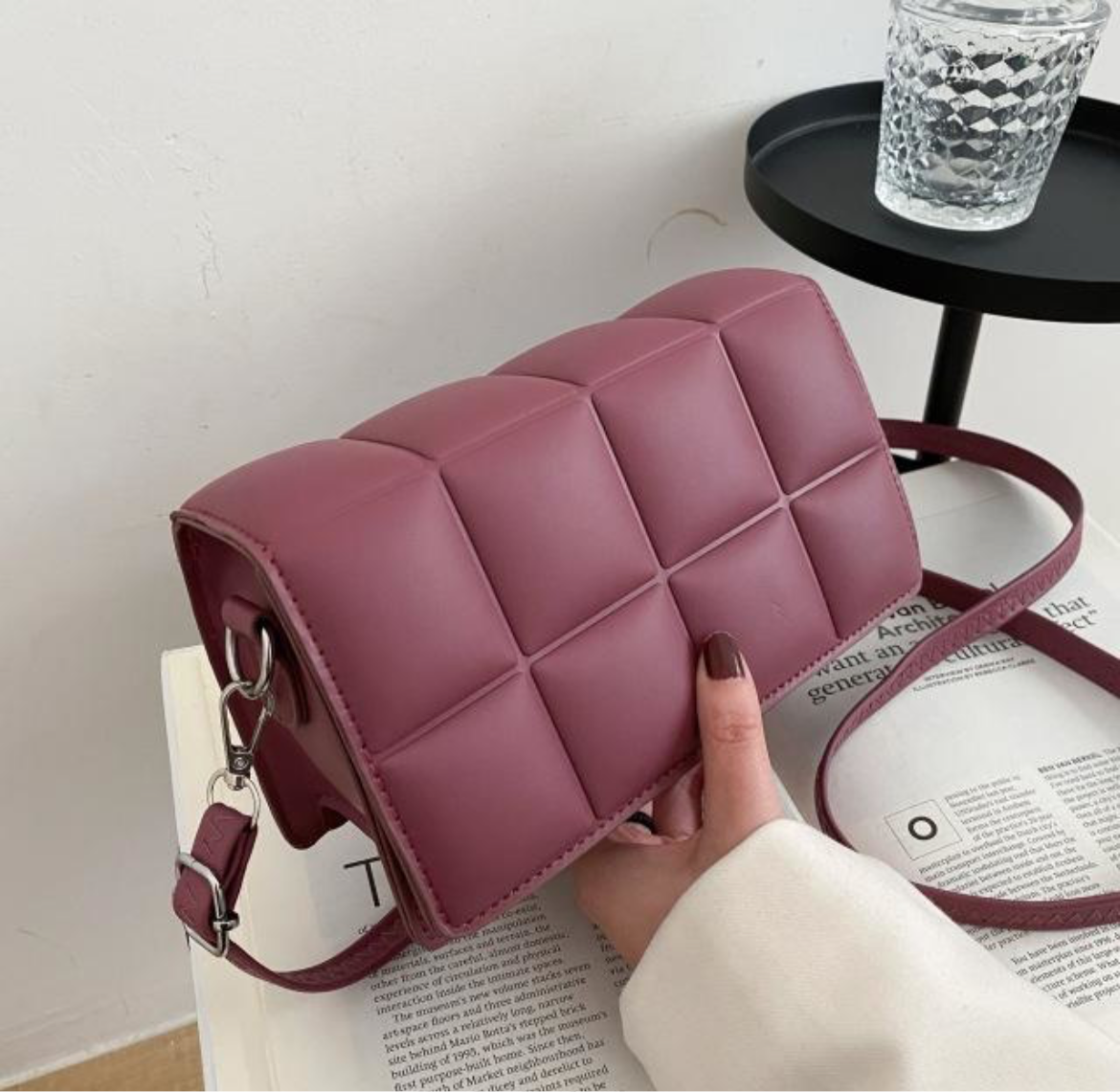 Burgundy Square Skuldertaske