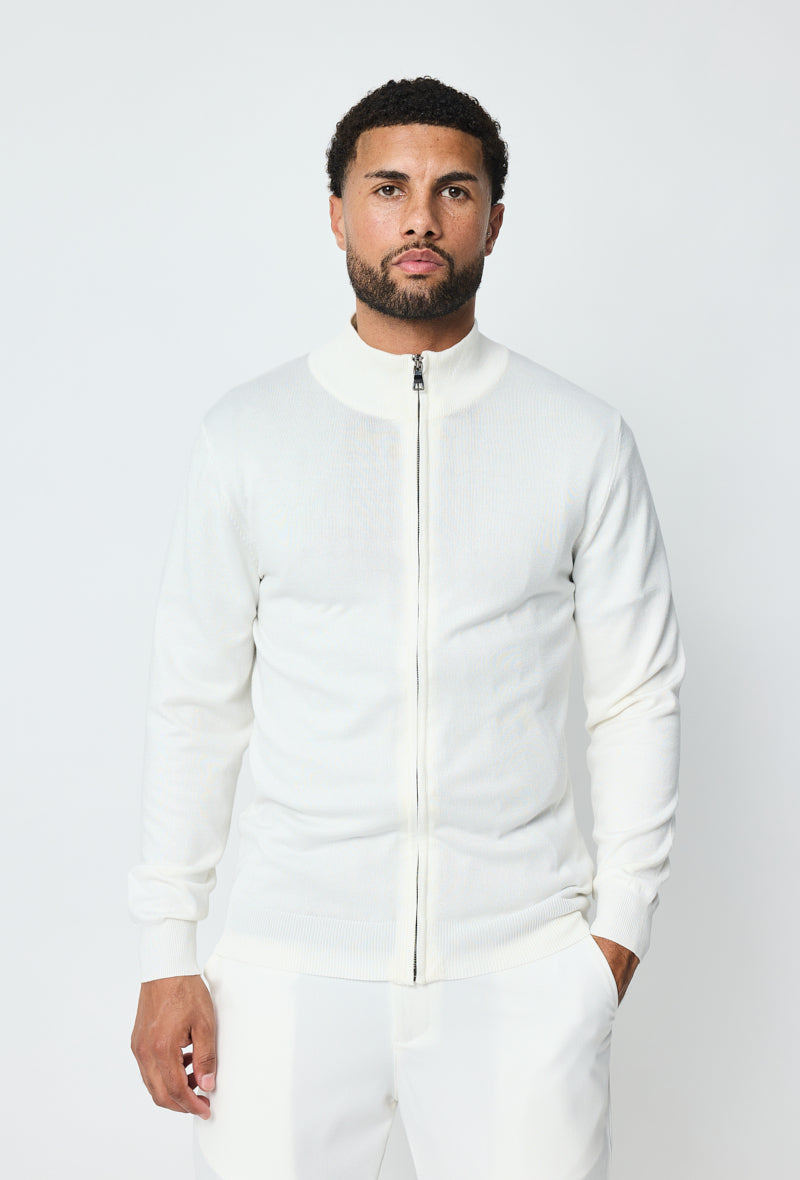 Faro Full Zip Sweater - Hvid